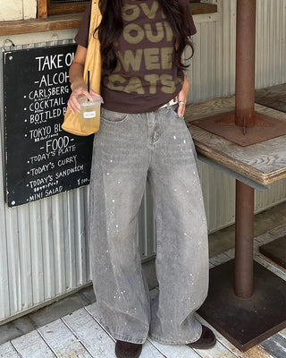 Painted Vintage Wash Denim Pants