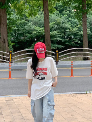 Printed oversized short-sleeved T-shirt (2 colors)