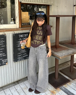 Painted Vintage Wash Denim Pants