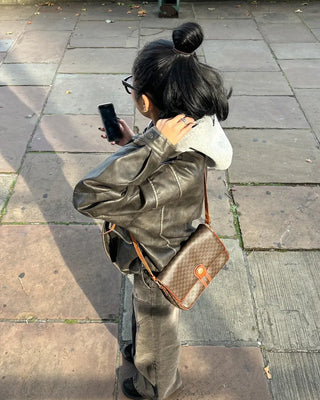 Vintage Washed Flap Pocket Leather Blouson