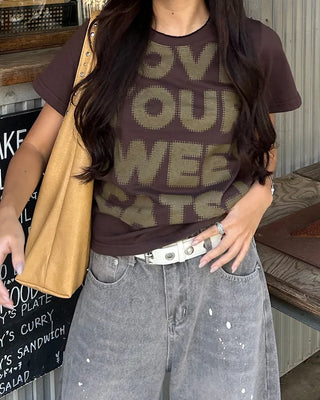 Full lettering semi-cropped T-shirt