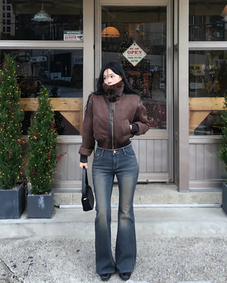 Washed strap denim pants