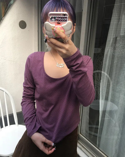 Pindot Gel Neck Long Cut and Sew
