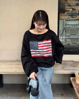 USA One-Shoulder Point Sweatshirt