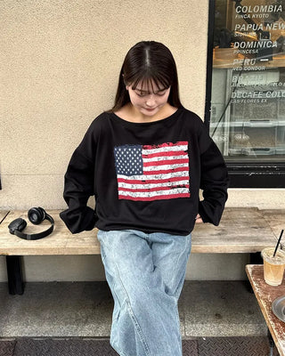 USA One-Shoulder Point Sweatshirt