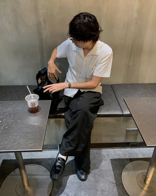 (Unisex) Striped Wide Slacks Pants