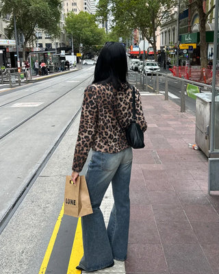 Leopard print semi-cropped cardigan
