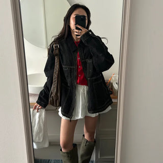 Waist draw balloon mini skirt