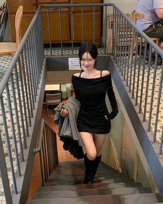 Shirred off-shoulder sleeveless top