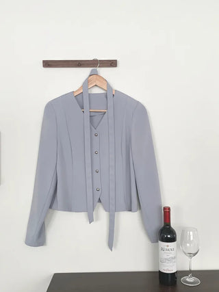 Tie jacket & blouse set