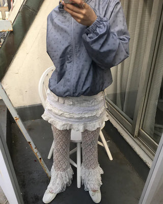 Tiered hem lace leggings