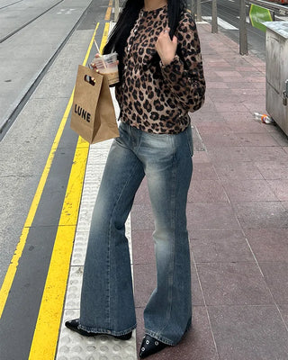 Leopard print semi-cropped cardigan