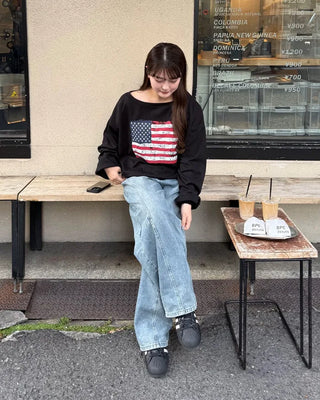 USA One-Shoulder Point Sweatshirt