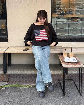 USA One-Shoulder Point Sweatshirt