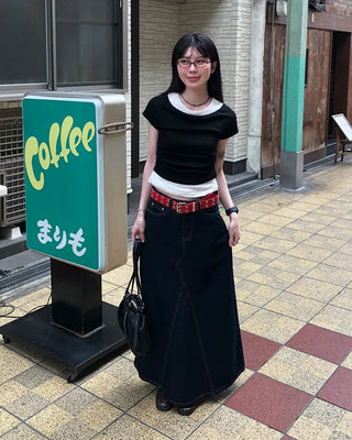 Double eyelet leather belt