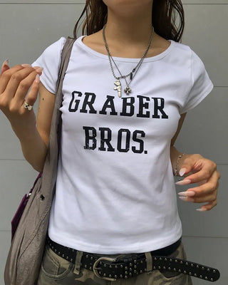 Lettering of Long Cap Sleeve T-Shirt