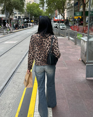Leopard print semi-cropped cardigan