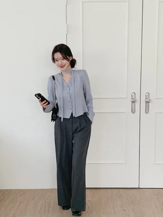 Tie jacket & blouse set