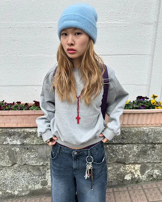 Saddle Shoulder Fleece Lined Sweatshirt