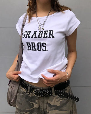 Lettering of Long Cap Sleeve T-Shirt