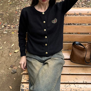 Gold button stitch cardigan