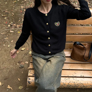 Gold button stitch cardigan