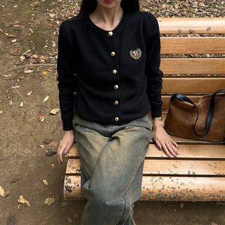 Gold button stitch cardigan