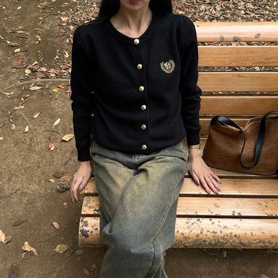 Gold button stitch cardigan