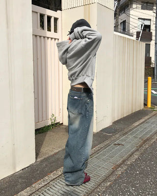 Cropped double-zip hoodie