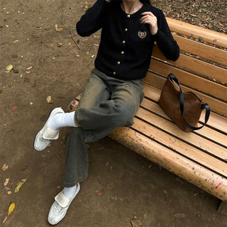 Gold button stitch cardigan
