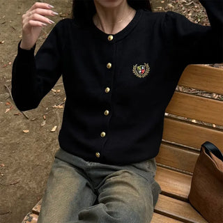 Gold button stitch cardigan