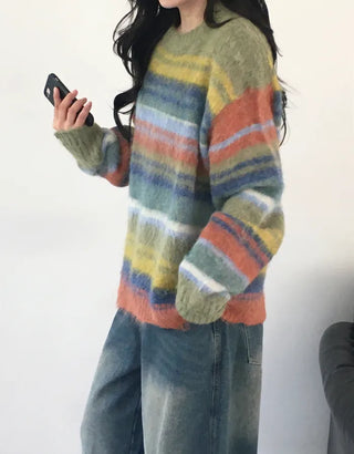 Striped round neck knit
