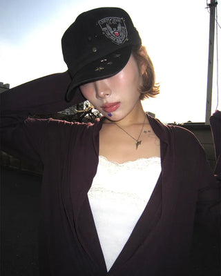 Army Patch Studded Railroad Cap