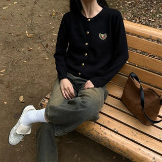 Gold button stitch cardigan