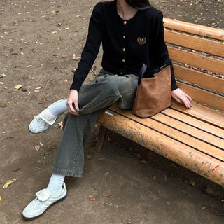 Gold button stitch cardigan