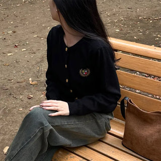 Gold button stitch cardigan