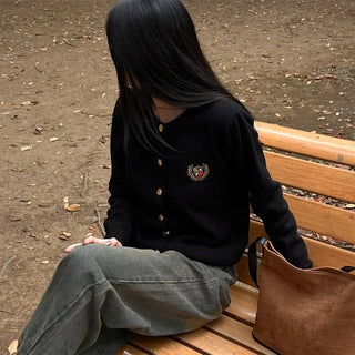 Gold button stitch cardigan