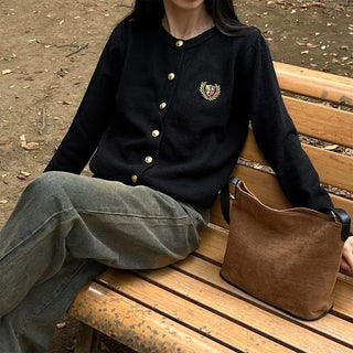 Gold button stitch cardigan