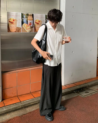 (Unisex) Striped Wide Slacks Pants