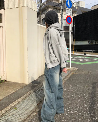 Cropped double-zip hoodie