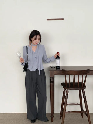 Tie jacket & blouse set