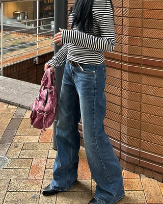 Low-rise straight denim pants