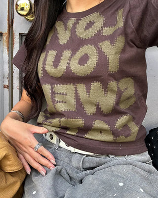 Full lettering semi-cropped T-shirt