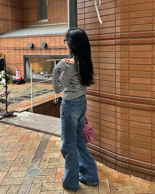Low-rise straight denim pants