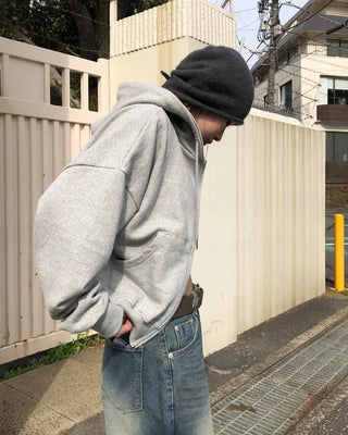 Cropped double-zip hoodie