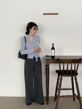 Tie jacket & blouse set