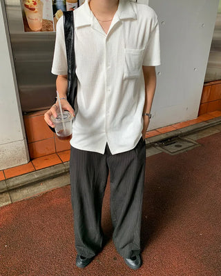 (Unisex) Striped Wide Slacks Pants