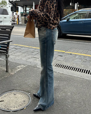Unique outseam bootcut denim pants