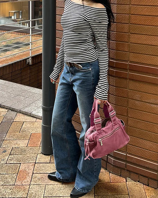 Low-rise straight denim pants