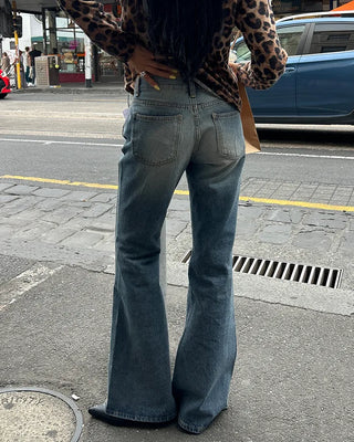 Unique outseam bootcut denim pants